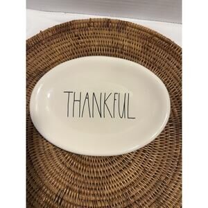 Rae Dunn by Magenta THANKFUL Letter Oval Snack Plate 8"x5.5"